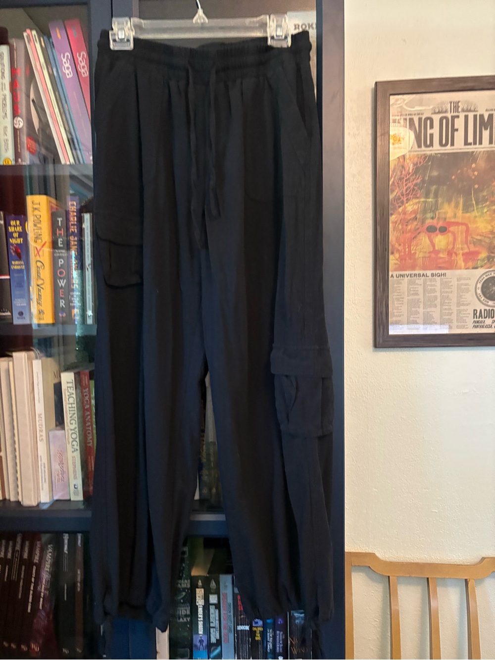 Ocean Drive Black Cargo Jogger Pants  with Drawstring and tie-ankles